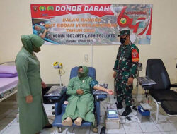 Sambut HUT Ke-64 Kodam VI/Mulawarman, Kodim 1002/HST dan Yonif 621/MTG Gelar Donor Darah