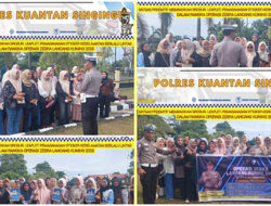 Polres Kuansing Gelar Sosialisasi dan Bagikan Brosur Keselamatan, Kapolres: “Disiplin Berlalu Lintas Adalah Kunci Mengurangi Kecelakaan”