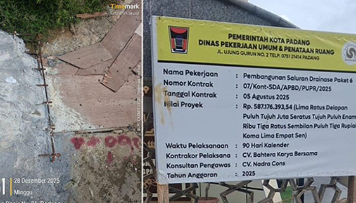 Bau Korupsi Menyengat di Proyek Drainase Paket 6 Padang Barat, Diduga Sarat Permainan