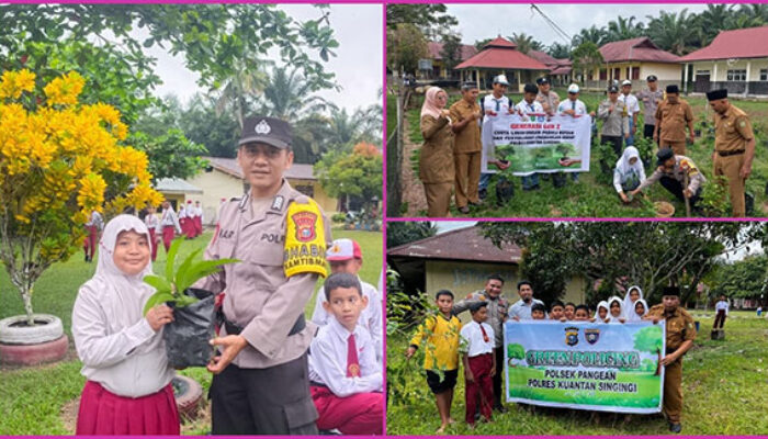 Hijaukan Sekolah dan Desa, Polsek Jajaran Polres Kuansing Perkuat Green Policing