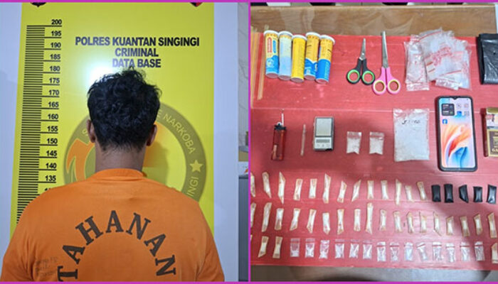 Tim Elang Kuantan Sat Resnarkoba Polres Kuatan Singingi Sikat 64,66 Gram Sabu, Tiga Pelaku Diamankan