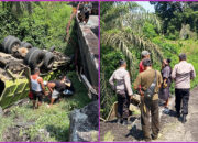 Polsek Kuantan Mudik Tangani Laka Maut Truk Batu Bara di Desa Kasang, Sopir Meninggal Dunia