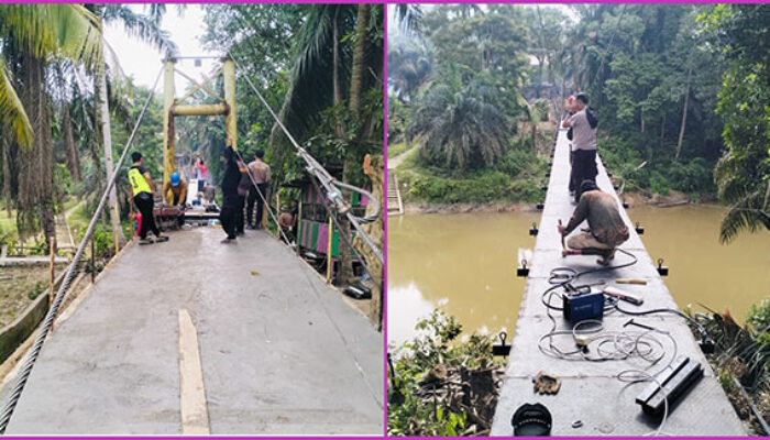 Pembangunan Jembatan Merah Putih Presisi di Pucuk Rantau Capai Tahap Penimbunan dan Pemasangan Plat Bordes