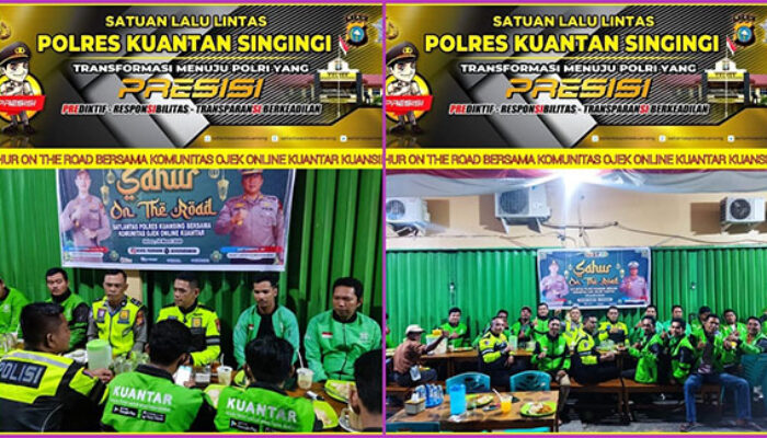 Satlantas Polres Kuansing Melaksanakan Kegiatan Sahur On The Road Bersama Komunitas Ojek Online Kuantar