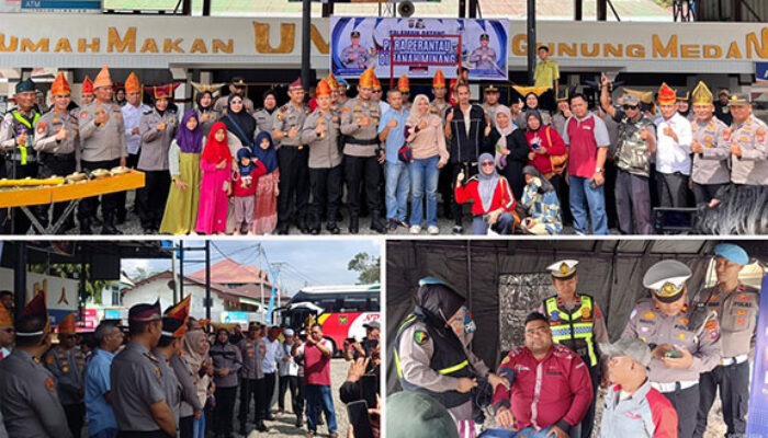 Kapolres Dharmasraya Wakili Kapolda Sumbar Sambut Kloter Pertama Perantau Pulang Basamo 2026