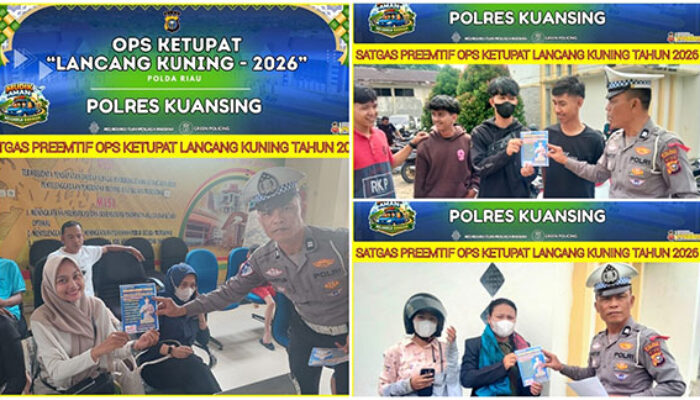 Satlantas Polres Kuansing Sosialisasikan Keselamatan Berlalu Lintas dan Tips Mudik Lebaran di Samsat Teluk Kuantan