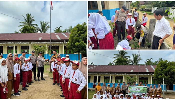 Polres Kuansing Implementasikan Program Green Policing di Sekolah, Tanam Pohon dan Sosialisasikan Bahaya Narkoba