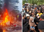 Ratusan Warga Serbu dan Bakar Rumah Terduga Bandar Narkoba di Panipahan
