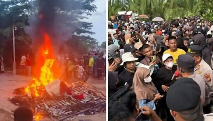 Ratusan Warga Serbu dan Bakar Rumah Terduga Bandar Narkoba di Panipahan