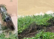 Excavator Cukong Emas Terjun ke Batang Kuantan, Jalan Amblas, Dugaan Tambang Ilegal Menguat