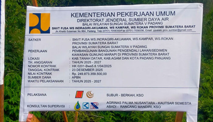 ‎Proyek Sabo Dam Kawasan Gunung Marapi Sumbar, Capai Progres 10 Persen, Penggunaan Material Nyatakan Berizin