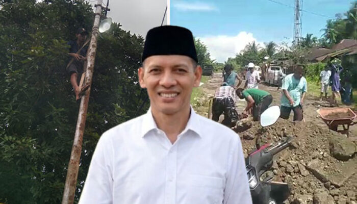 Peduli Infrastruktur Nagari, Rafcher Koto Pimpin Aksi Penimbunan Jalan dan Penerangan Lingkungan