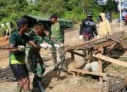Satgas Karya Bakti TNI AD Pacu Pembangunan Jembatan Mentawai