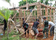Satgas Karya Bakti TNI AD Skala Besar TA 2026 Bahu Membahu Bersama Warga Percepat Pembangunan Musholla Al Huda