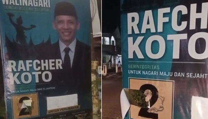 Baliho Rafcher Koto Kembali Dirusak, Demokrasi Sungai Buluh Selatan Diteror Cara-Cara Pengecut