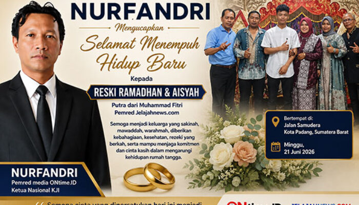 Pemred ONtime.ID Doakan Reski Ramadhan dan Aisyah Menjadi Keluarga Sakinah