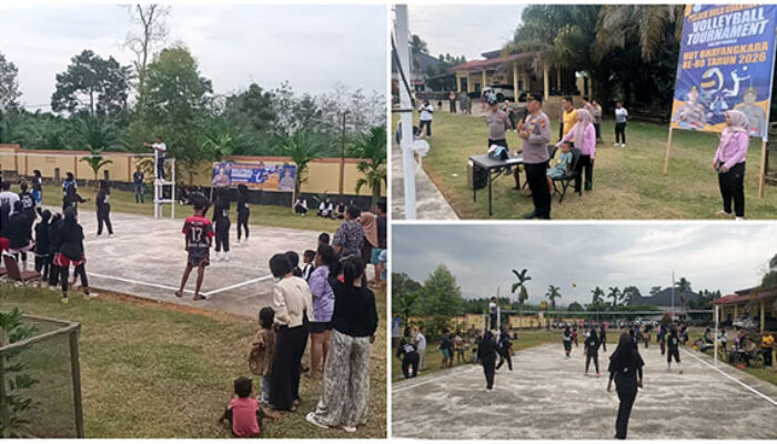 Sambut HUT Bhayangkara ke-80, Polsek Hulu Kuantan Gelar Turnamen Voli Putri