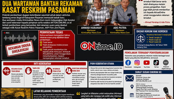 Rekaman Diduga Direkayasa, Dua Wartawan Serang Balik AktualOnline dengan Hak Koreksi