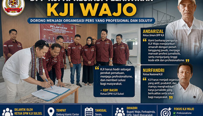 DPP KJI Apresiasi Pelantikan KJI Wajo, Dorong Menjadi Organisasi Pers yang Profesional dan Solutif