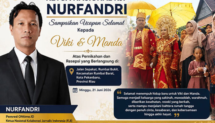 Ketua Nasional KJI Nurfandri Sampaikan Ucapan Selamat kepada Viki dan Manda