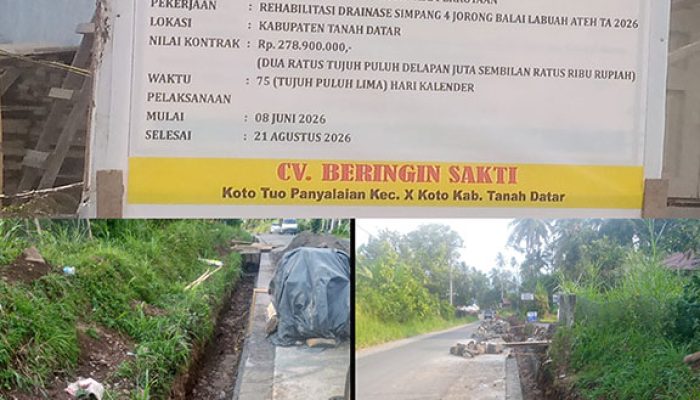 Kerja Santai, Pelaksana Pekerjaan Drainase Simpang Rambatan Hampir Rampung