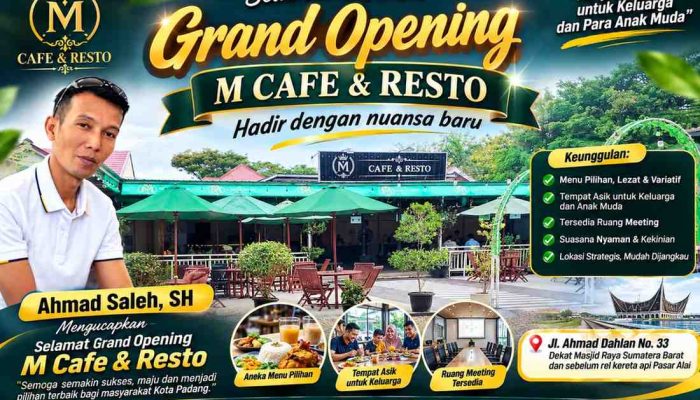 Ahmad Saleh Ucapkan Selamat Grand Opening M Cafe & Resto di Kota Padang