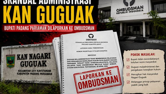 Skandal Administrasi KAN Guguak, Bupati Padang Pariaman Dilaporkan ke Ombudsman