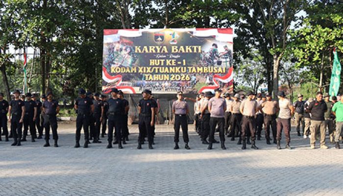Kodam XIX Tuanku Tambusai Satukan TNI, Polri dan Masyarakat Bersihkan Terminal AKAP dan Pelabuhan Sei Duku