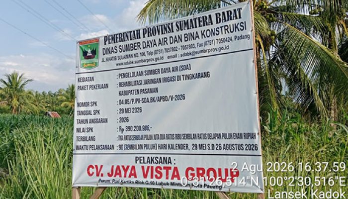 Diduga Gunakan Material Tanpa Izin, Rehabilitasi DI Tingkarang Disorot