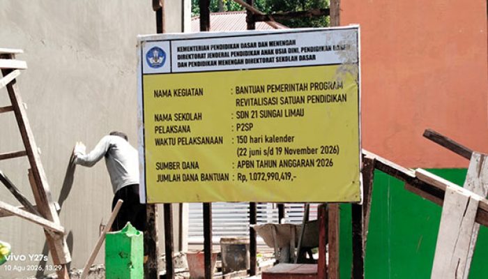 Revitalisasi SDN 21 Sungai Limau Rp1,07 Miliar Disorot: APD Diabaikan, Aset Seng Bekas Diduga Dijual