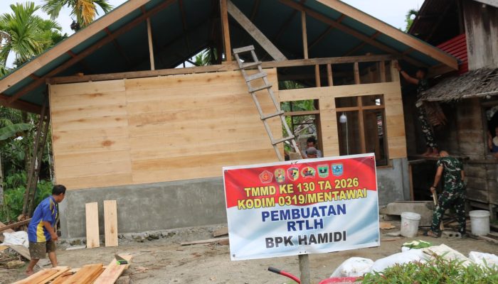 Satgas TMMD ke-130 Terus Percepat Pembangunan RTLH Bapak Hamidi di Desa Goisoinan