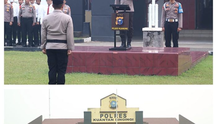 Kapolres Kuansing Pimpin Upacara Korp Raport Kenaikan Pangkat Pengabdian