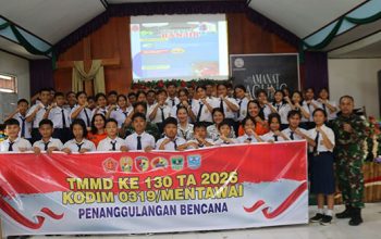 Satgas TMMD ke-130 Kodim 0319/Mentawai Edukasi Pelajar tentang Penanggulangan Bencana